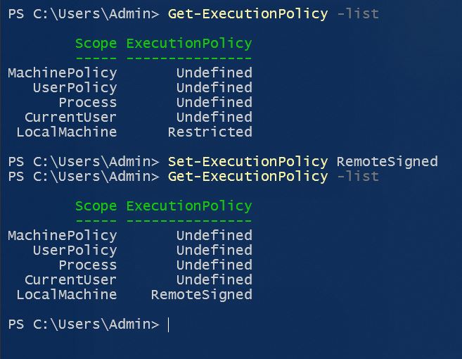 Set-ExecutionPolicy