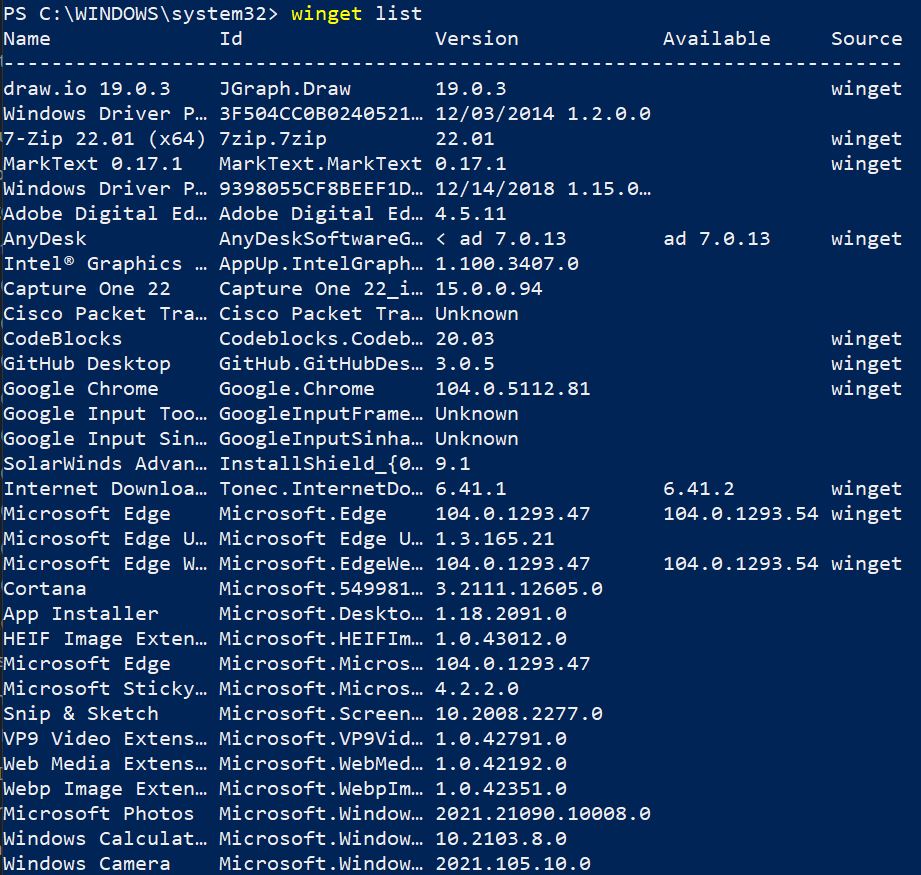 winget List 1