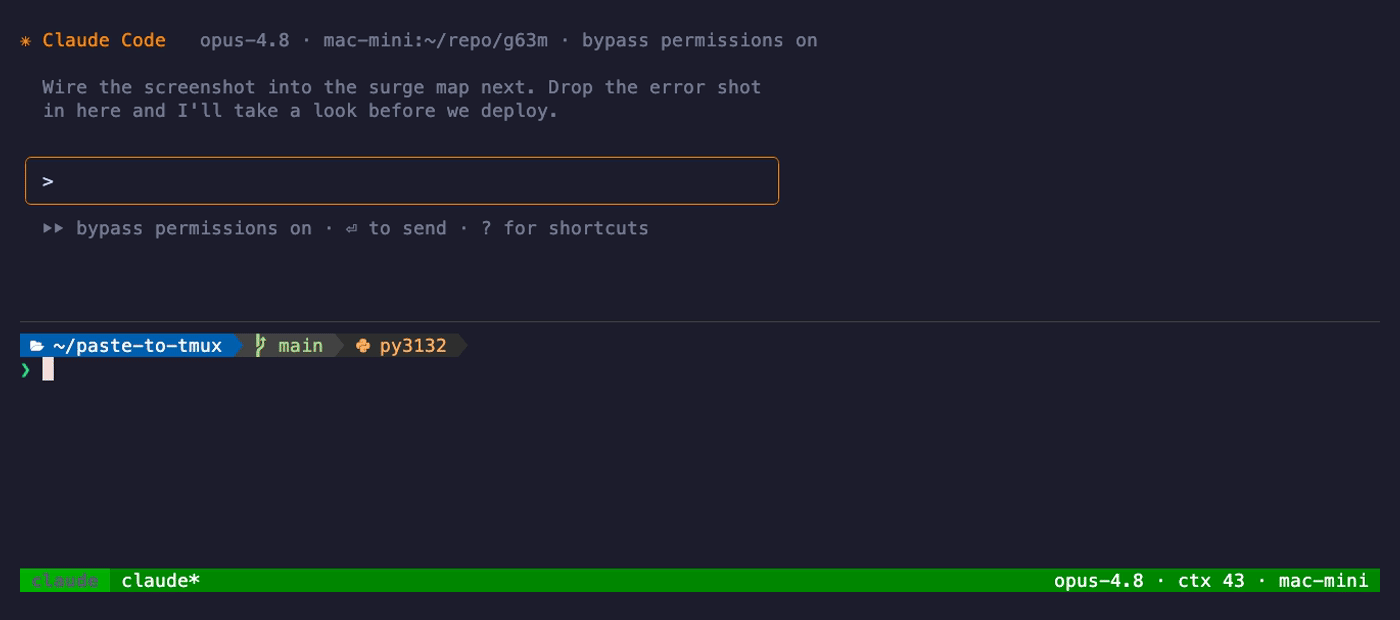 paste-to-tmux demo