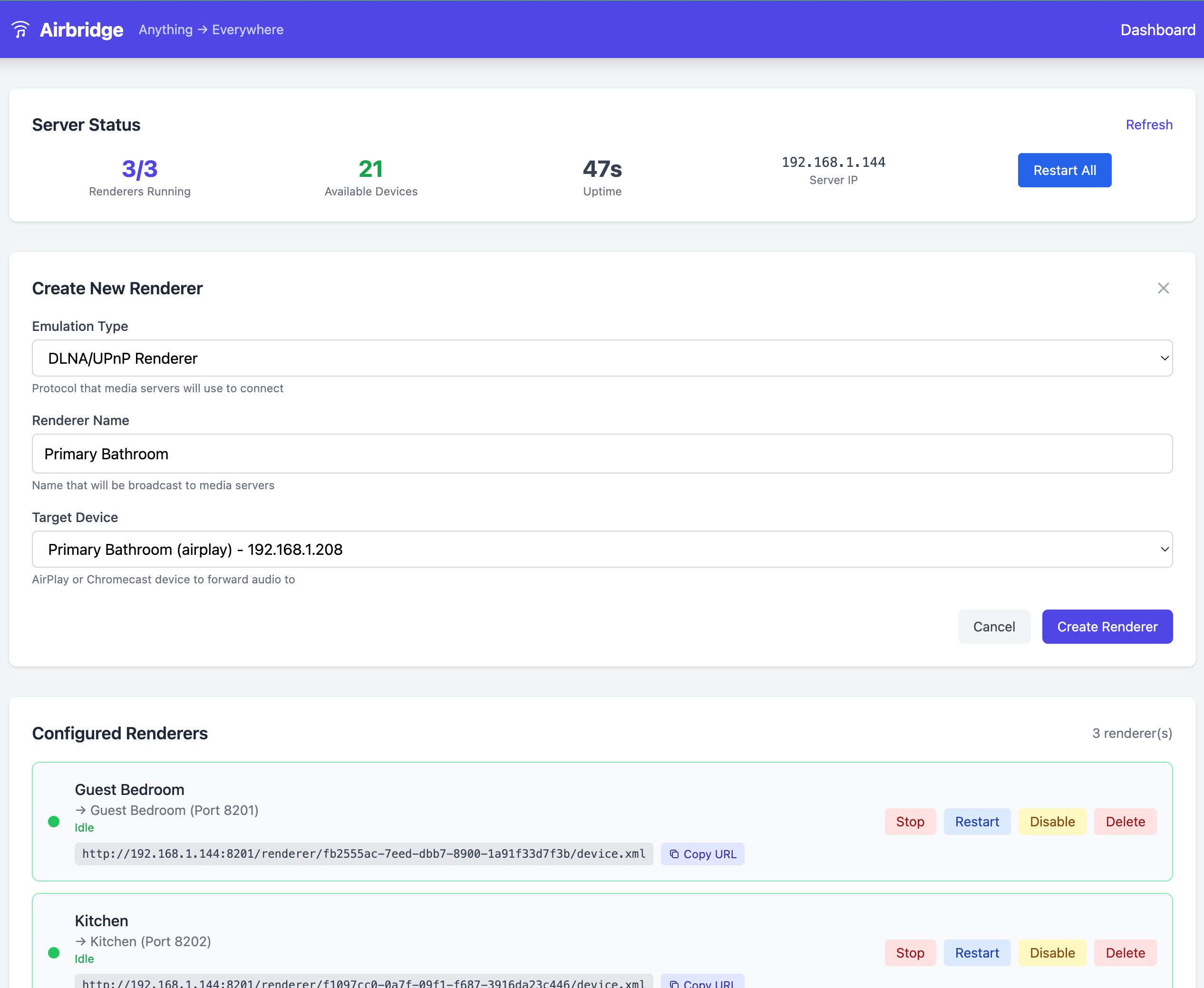 Create Renderer Form