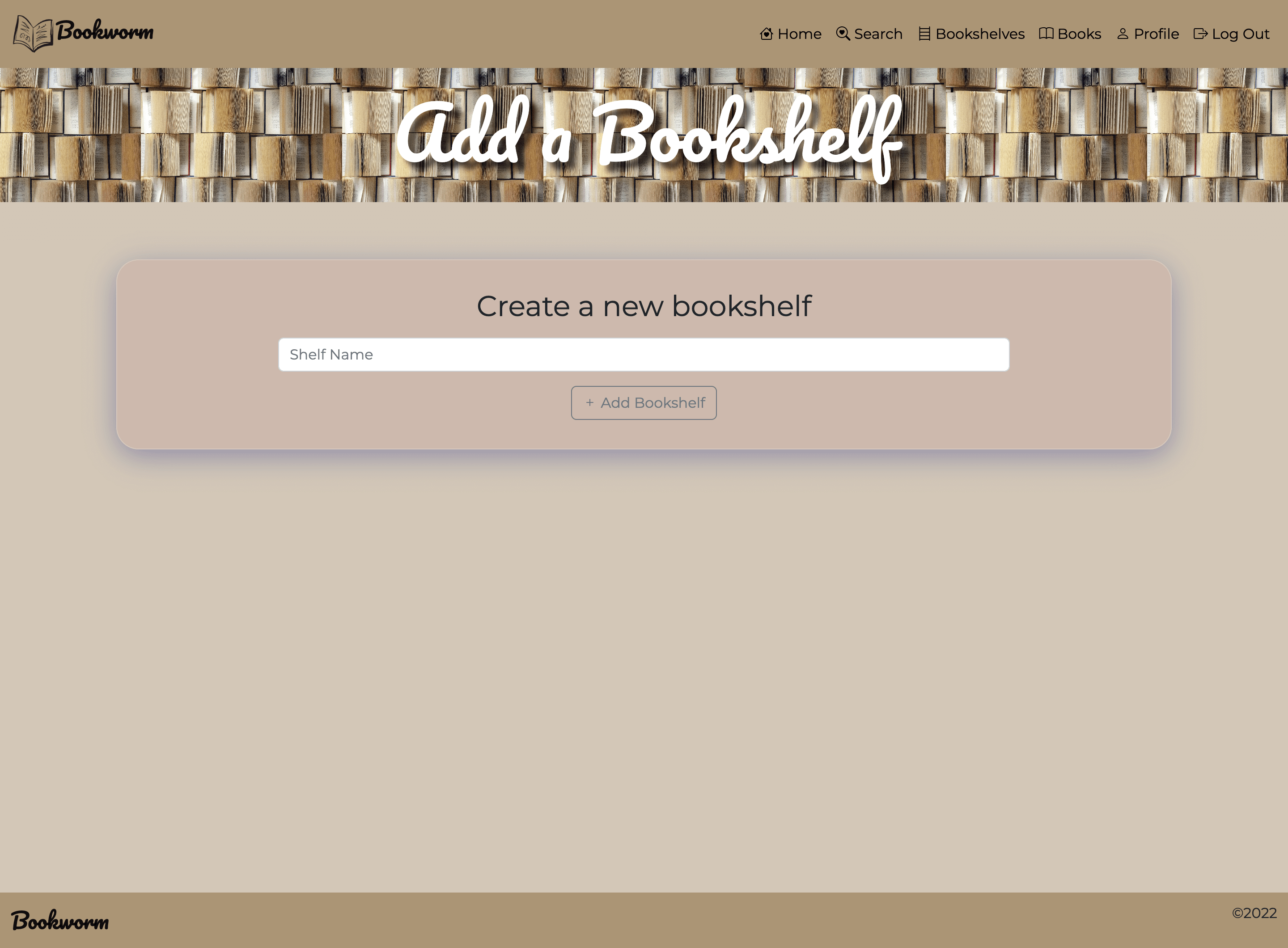 Add Bookshelf Page