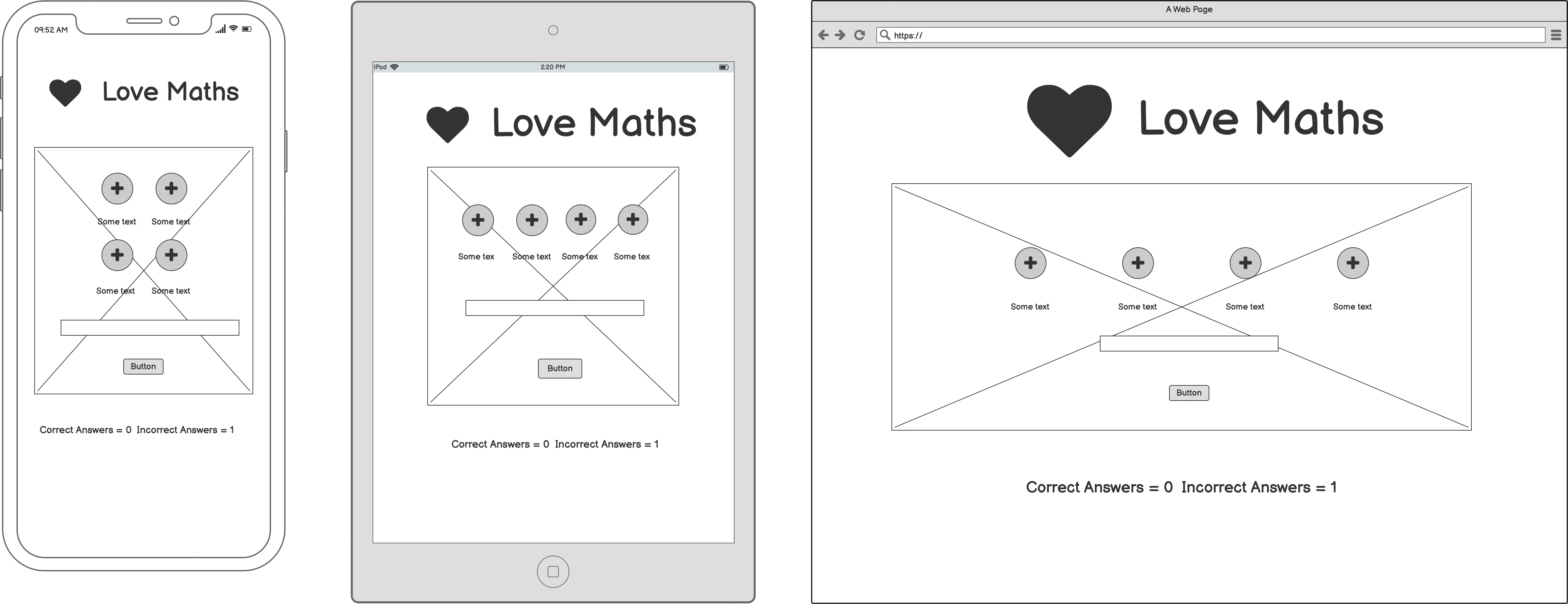 Love Maths Wireframes