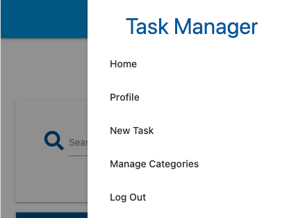 MongoDB Task Manager Navbar - Mobile Open