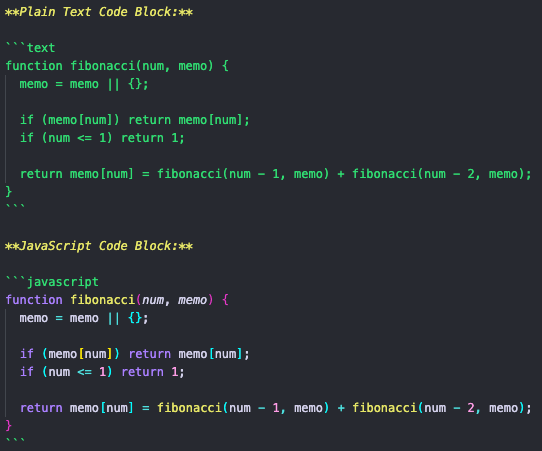 Code Block Examples