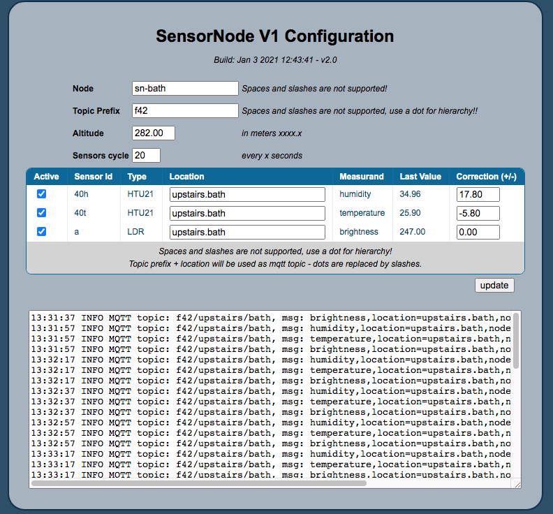 Configuration page