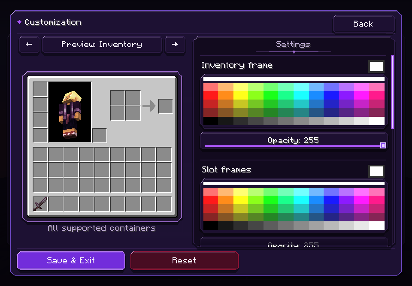 Inventory customization