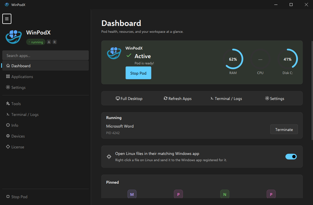 WinPodX Dashboard