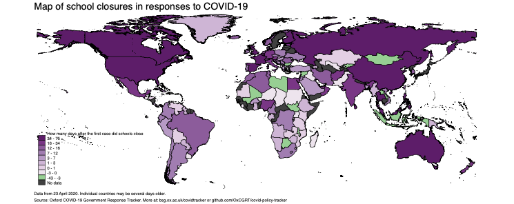 World map of school closures