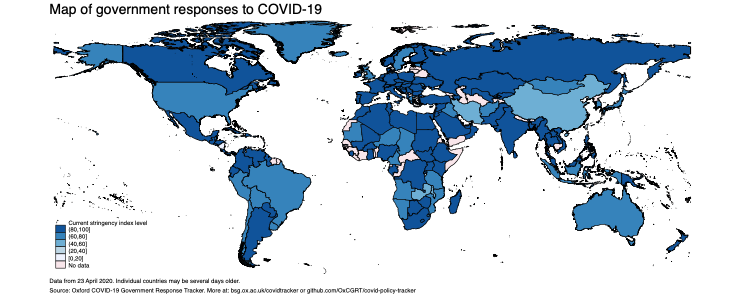 World map of current stringency