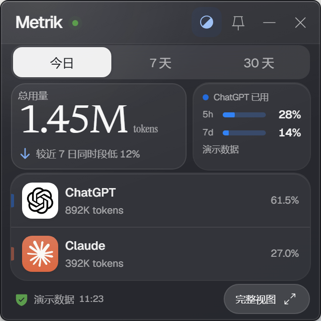 Metrik 桌面小组件