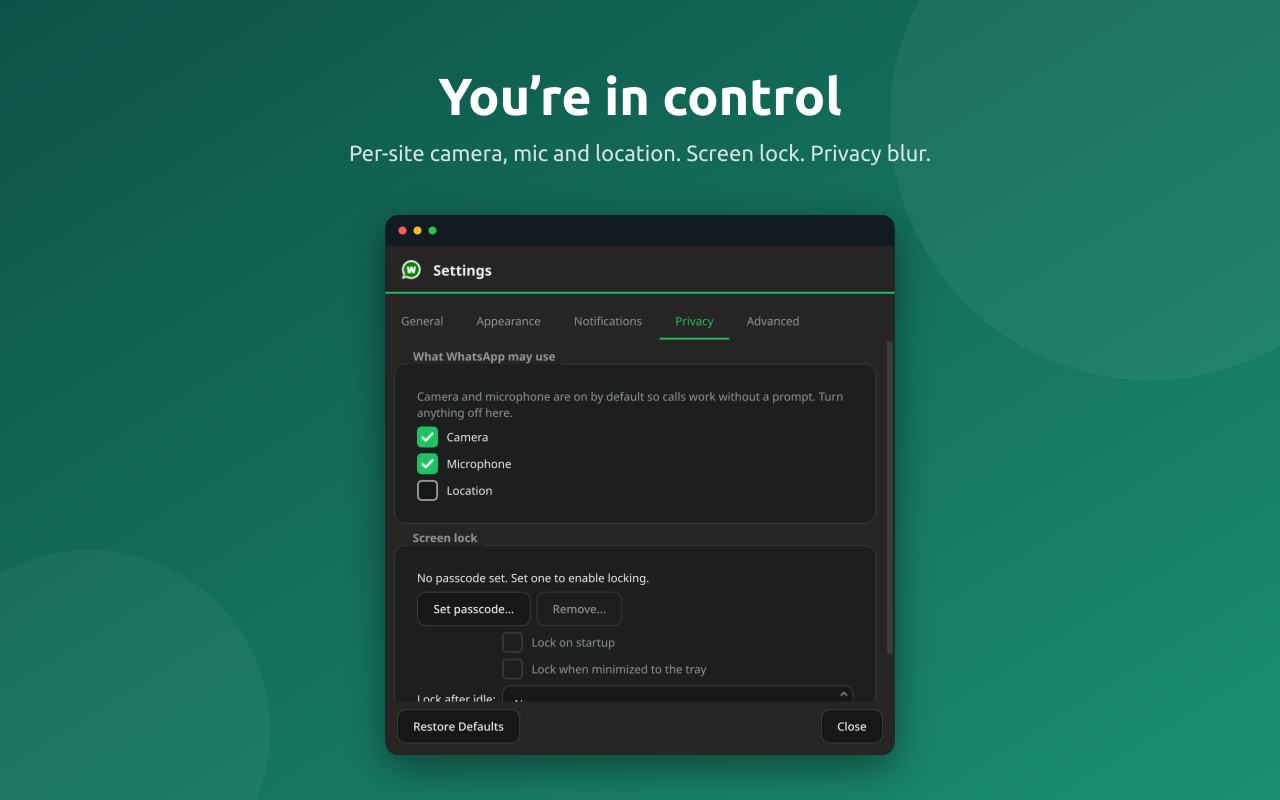 Privacy and permission controls