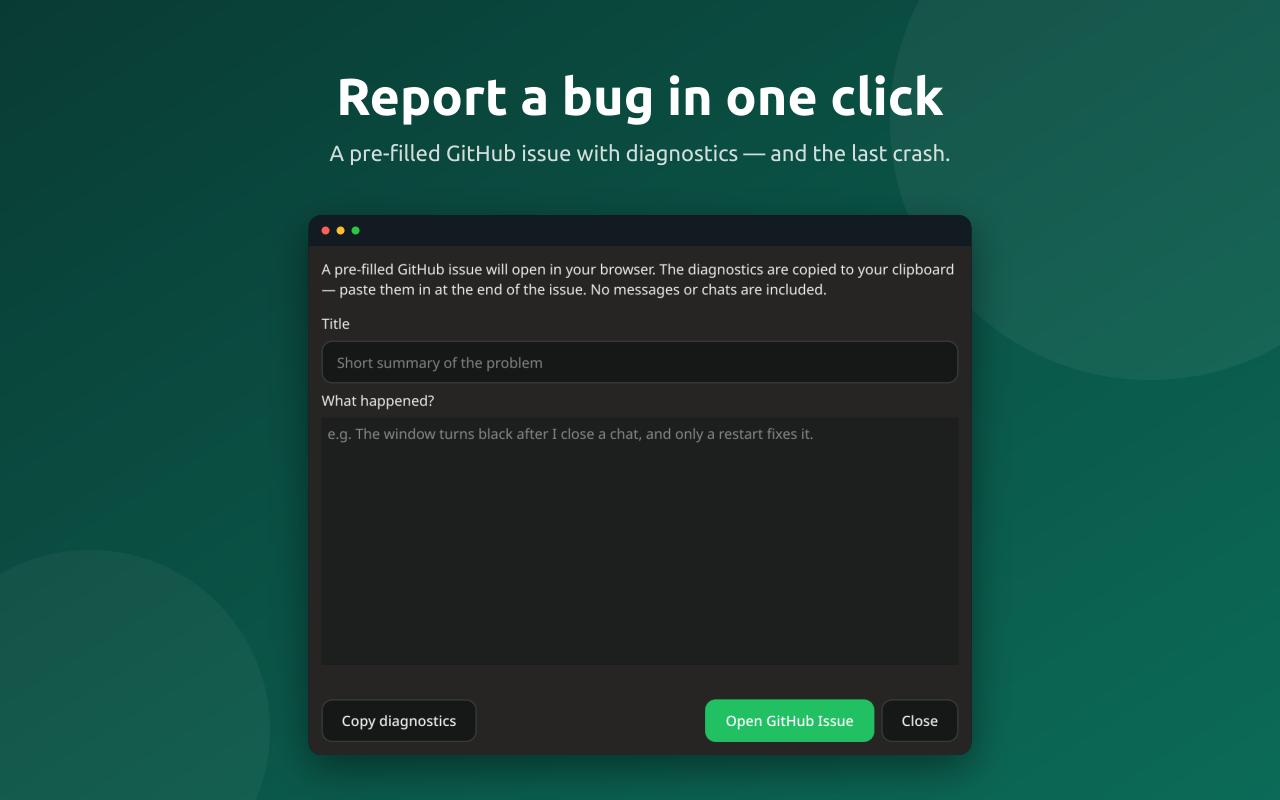 One-click bug report