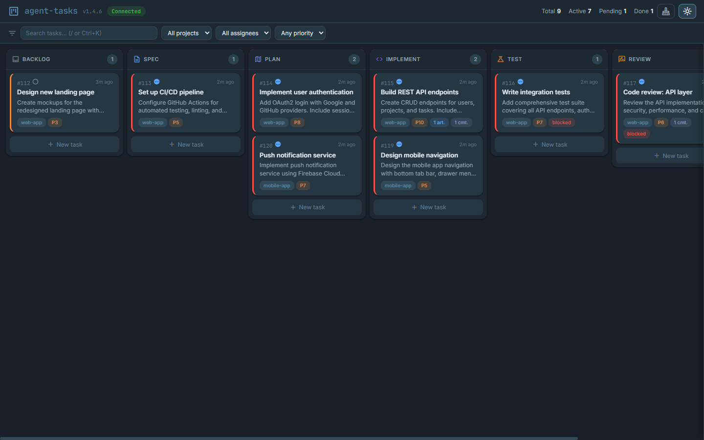 Dark mode dashboard