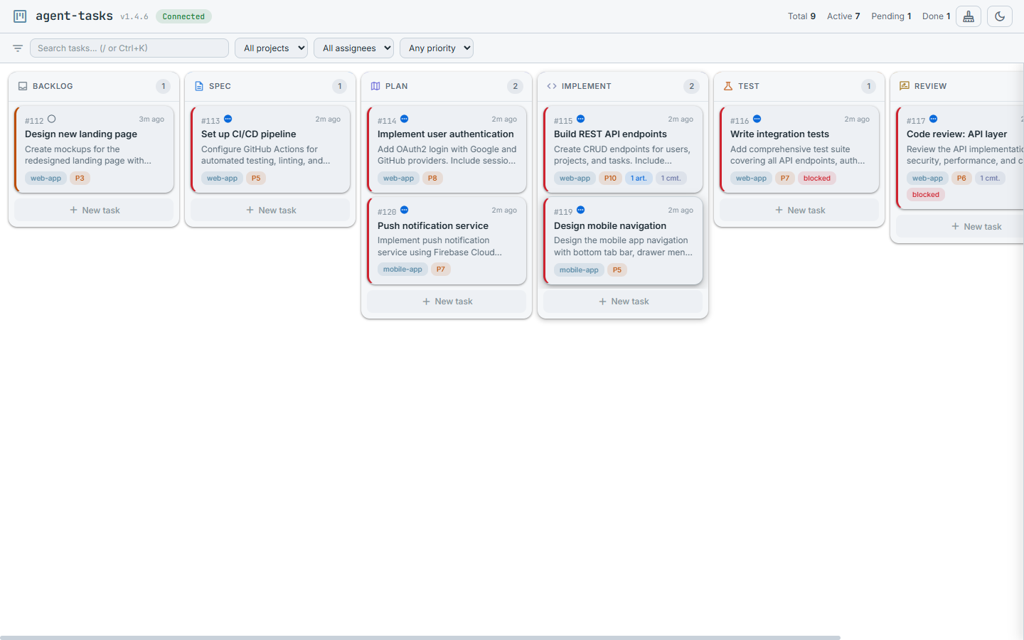 Light mode dashboard