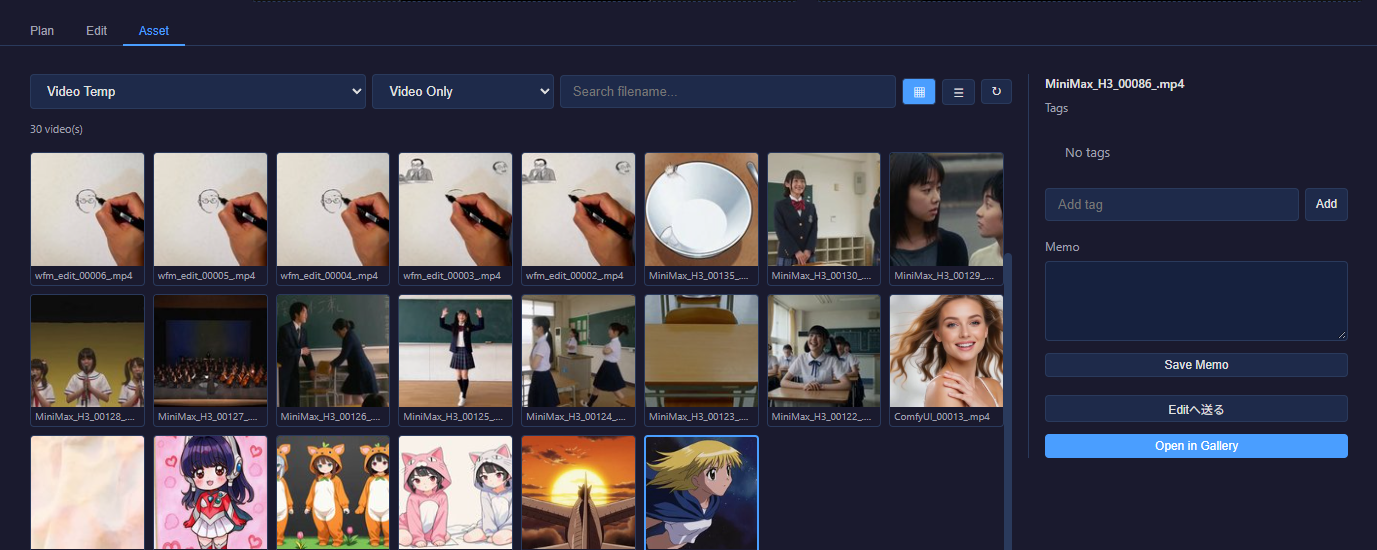 Video Tab - Asset