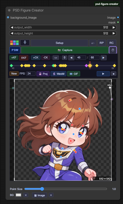 Node with keyframe panel expanded