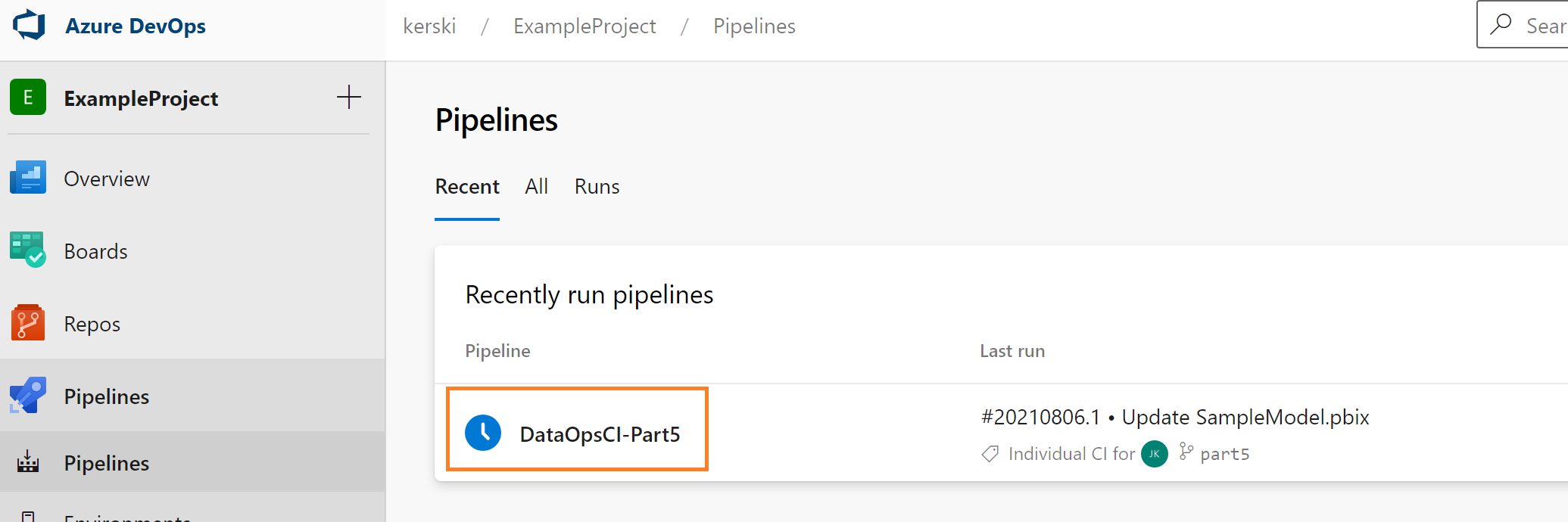 Example of Pipeline in Azure Devops