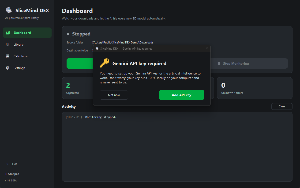 Starting without an API key