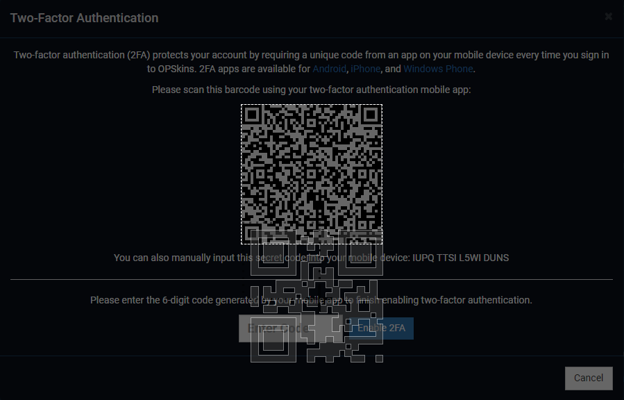 OPSkins - Enable 2FA Step 5