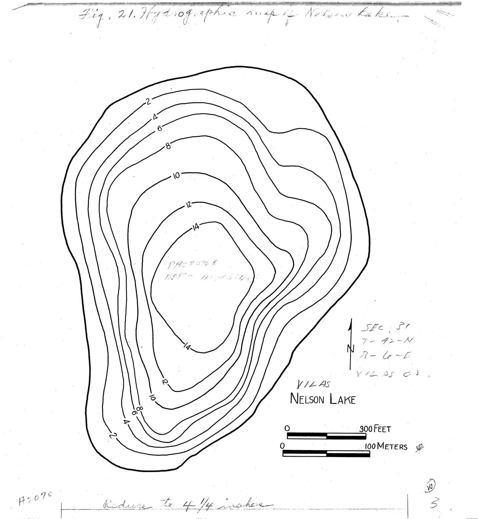 Nelson Lake historical Wisconsin DNR depth map sheet 1