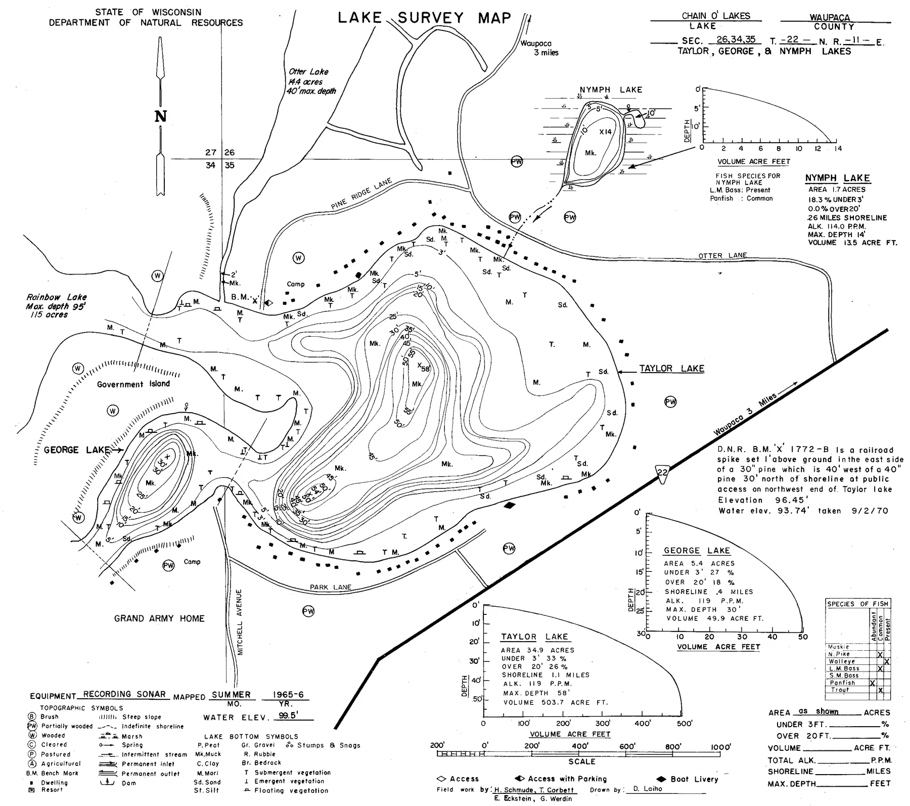 Round Lake historical Wisconsin DNR depth map sheet 4