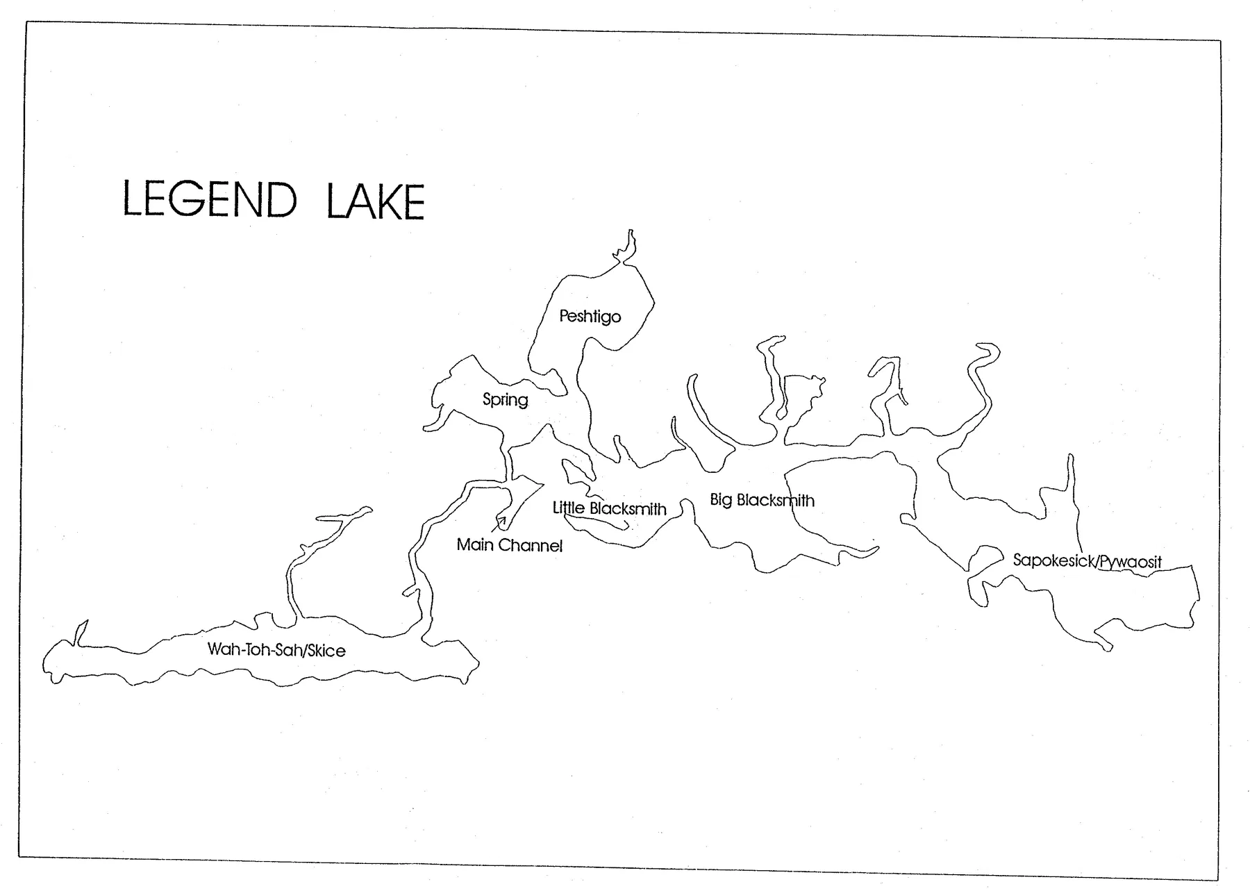 Pywaosit Lake historical Wisconsin DNR depth map sheet 1