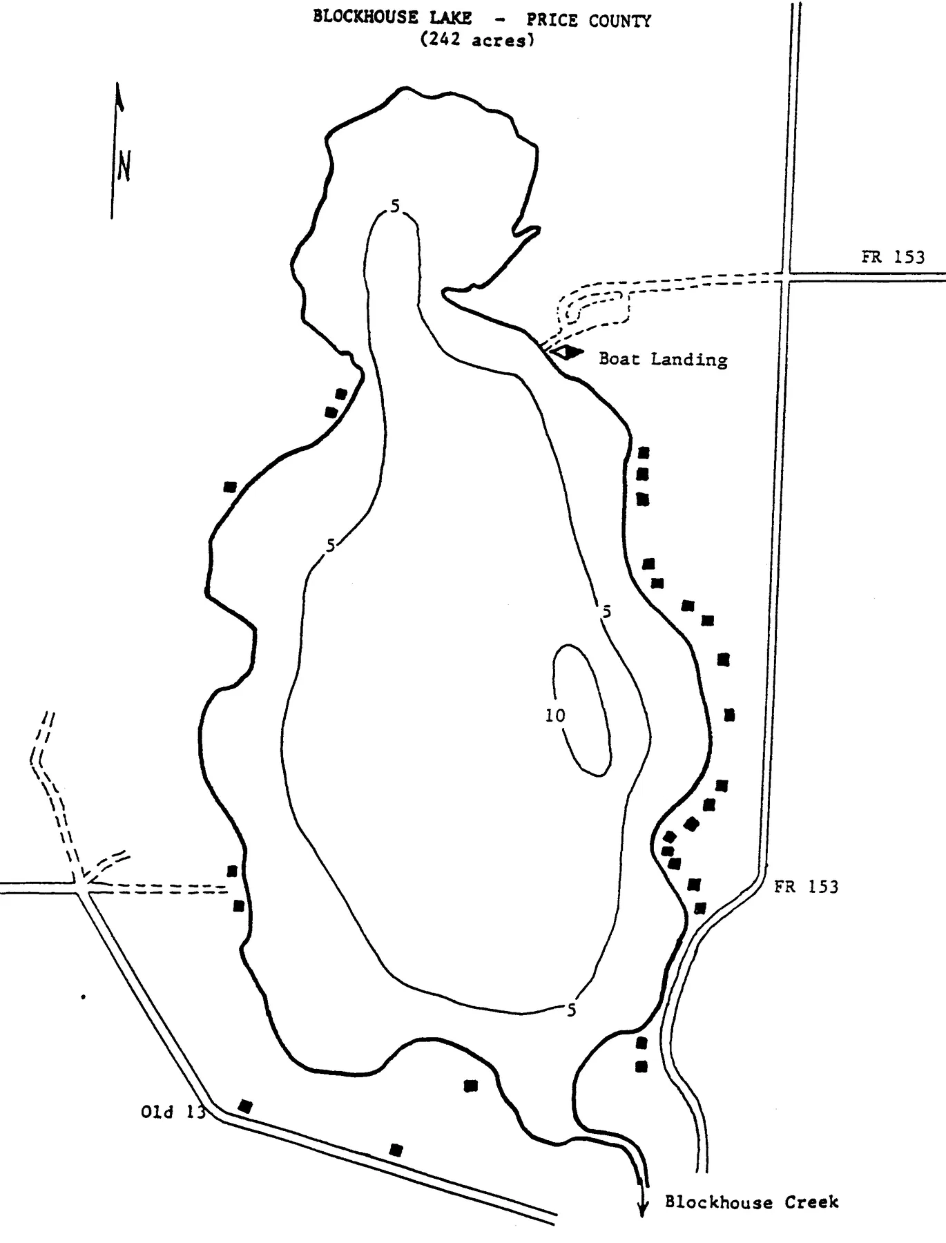 Blockhouse Lake historical Wisconsin DNR depth map sheet 1