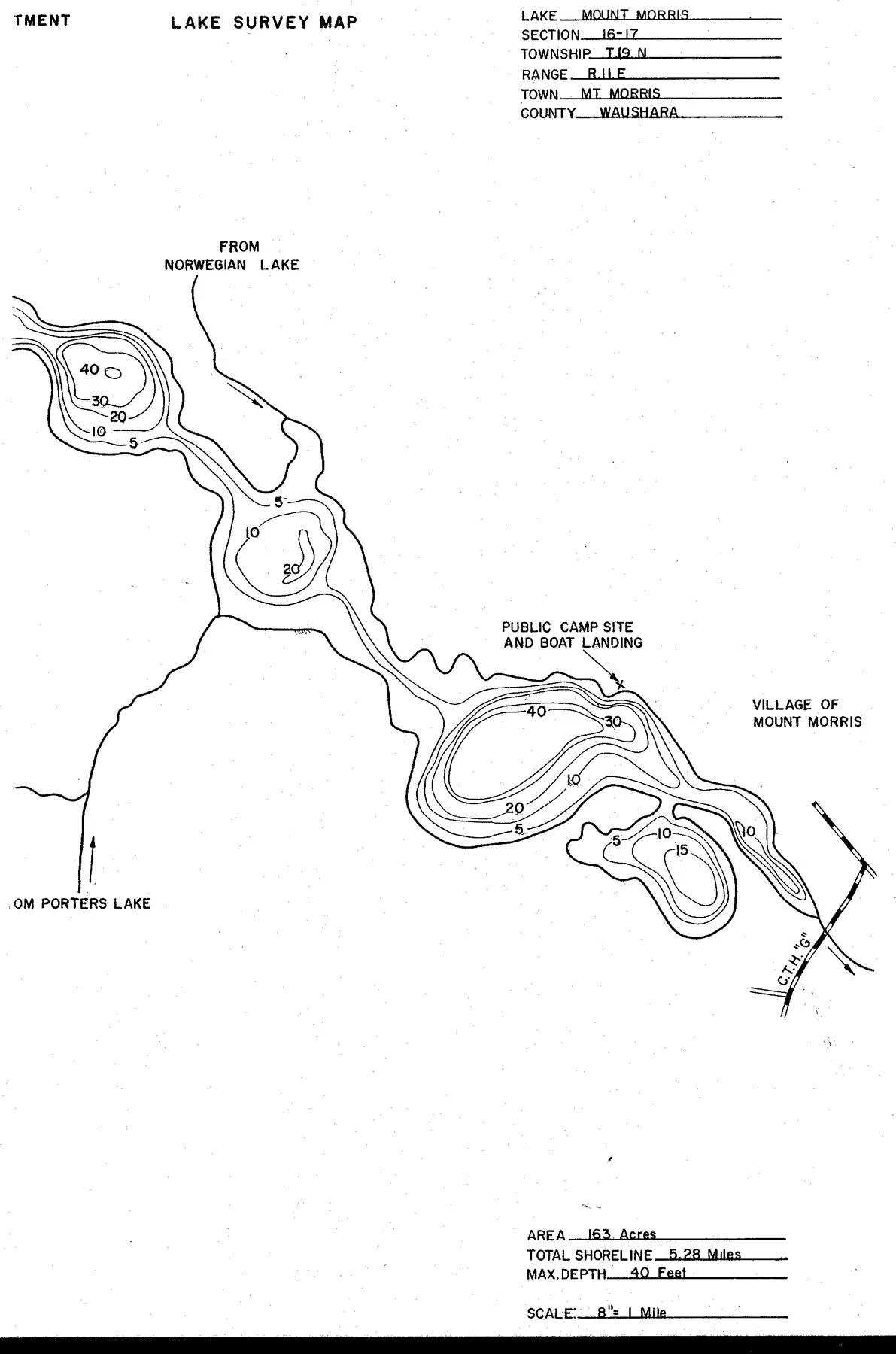 Lake Morris historical Wisconsin DNR depth map sheet 1