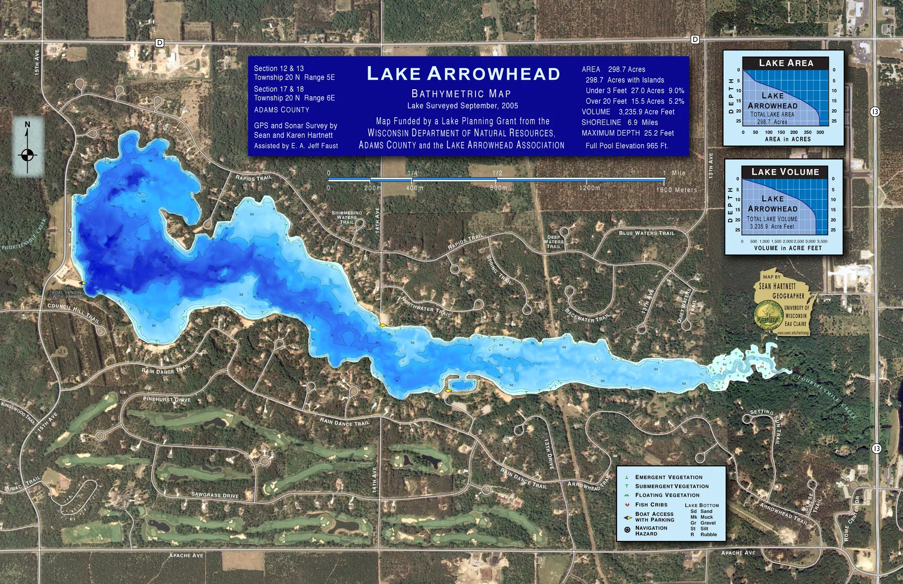 Lake Arrowhead historical Wisconsin DNR depth map sheet 1
