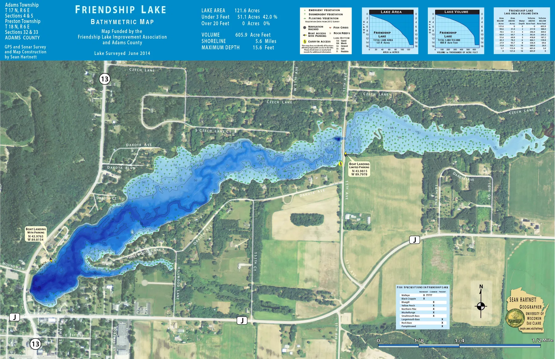 Friendship Lake historical Wisconsin DNR depth map sheet 1