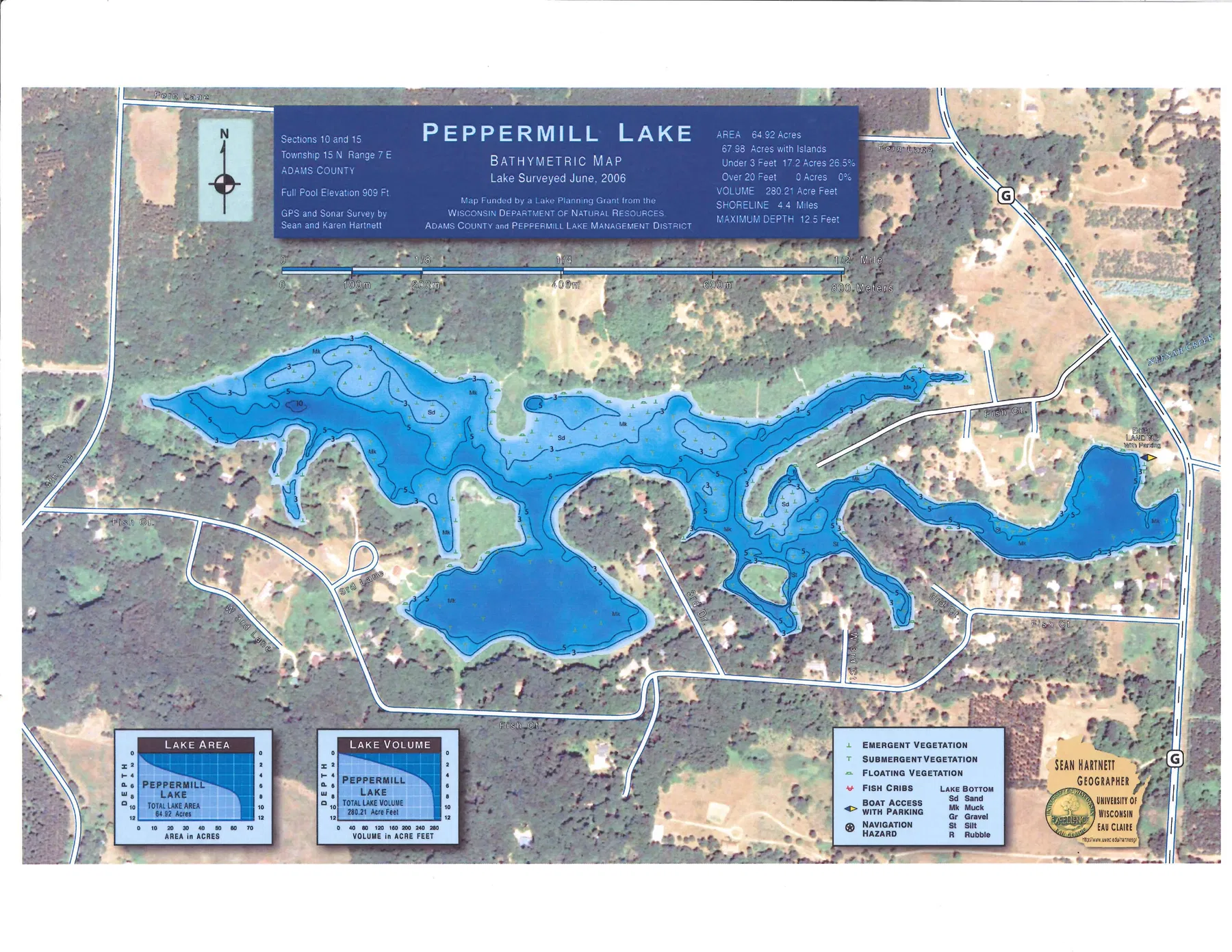 Peppermill Lake historical Wisconsin DNR depth map sheet 1