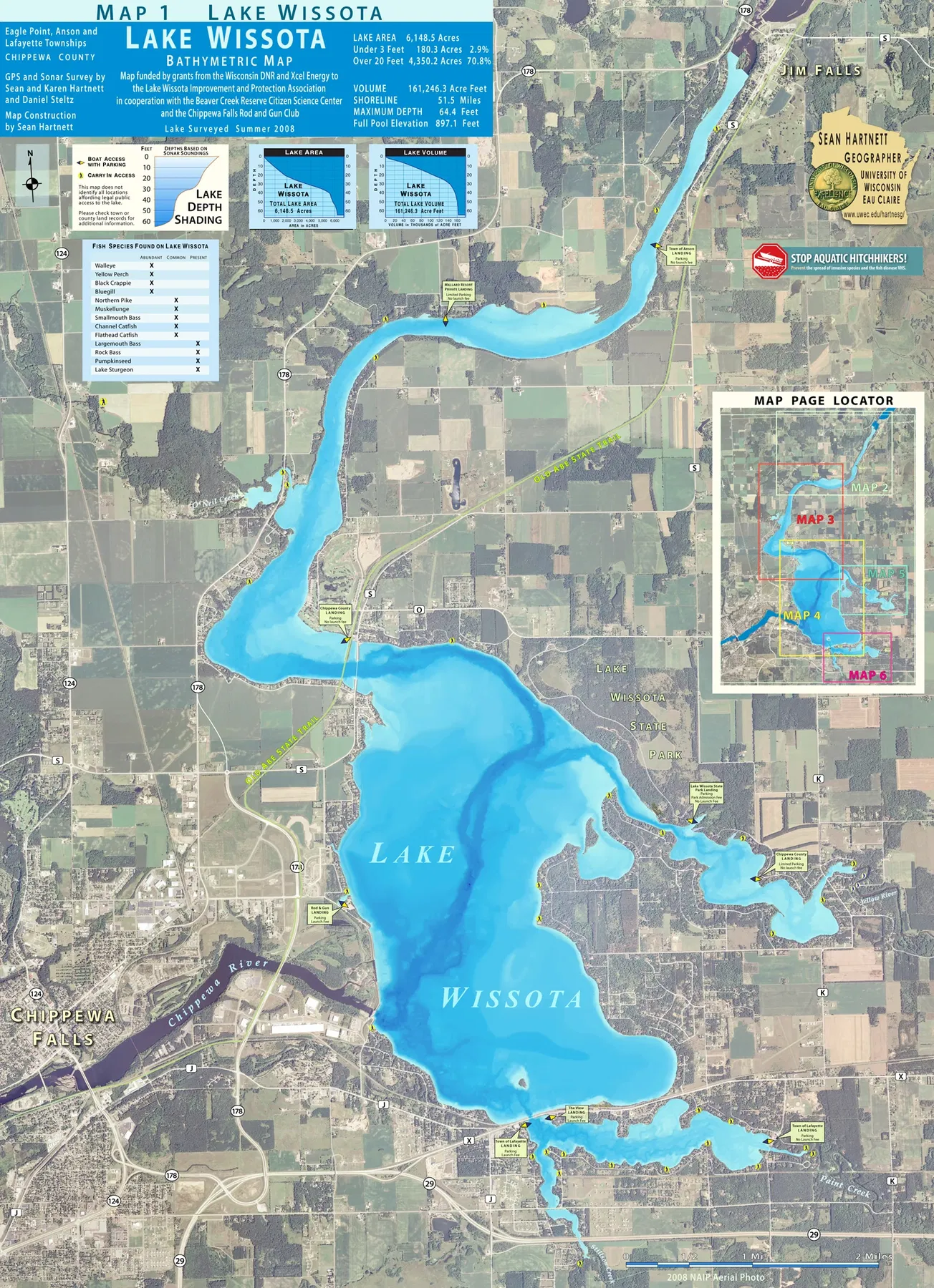 Lake Wissota historical Wisconsin DNR depth map sheet 1