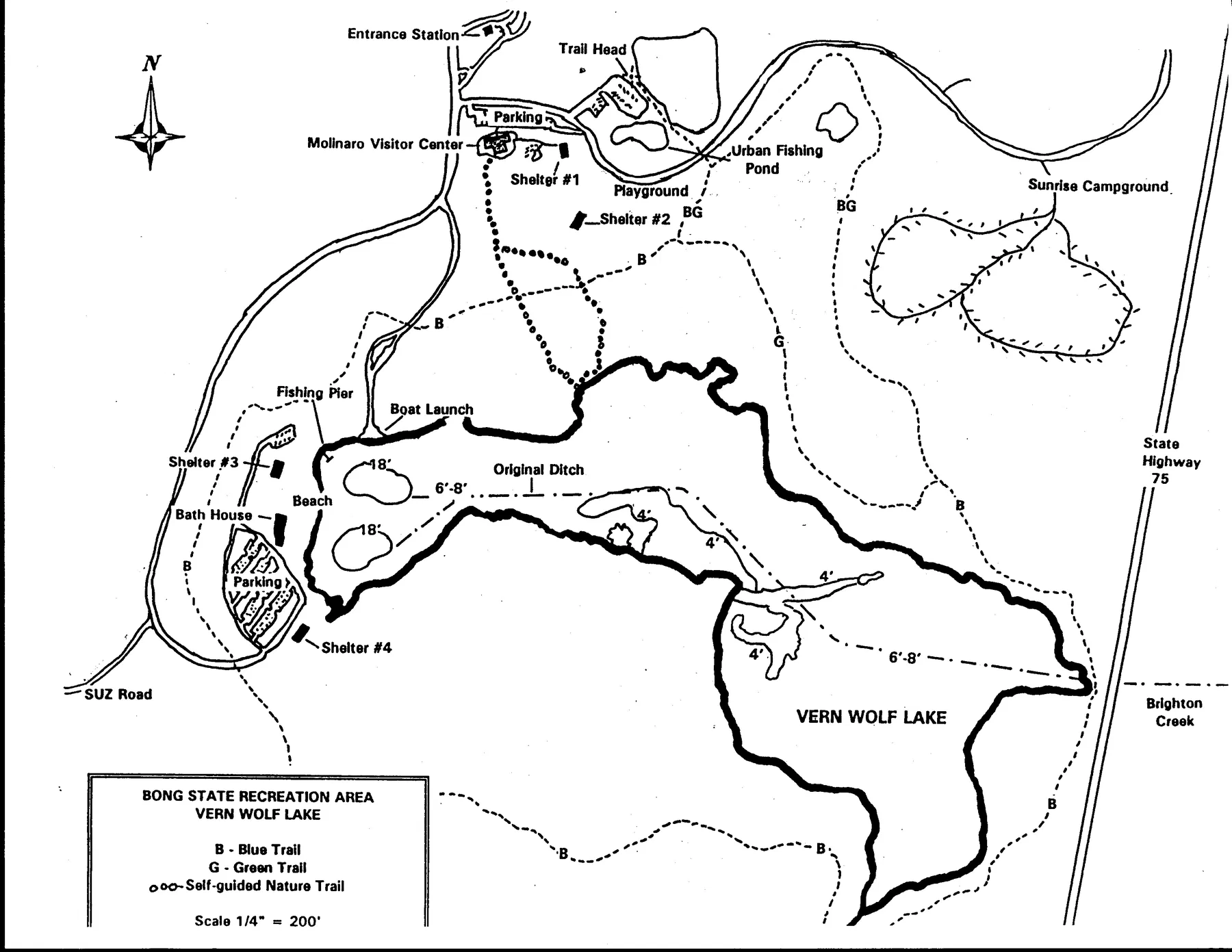 Vern Wolf Lake historical Wisconsin DNR depth map sheet 1