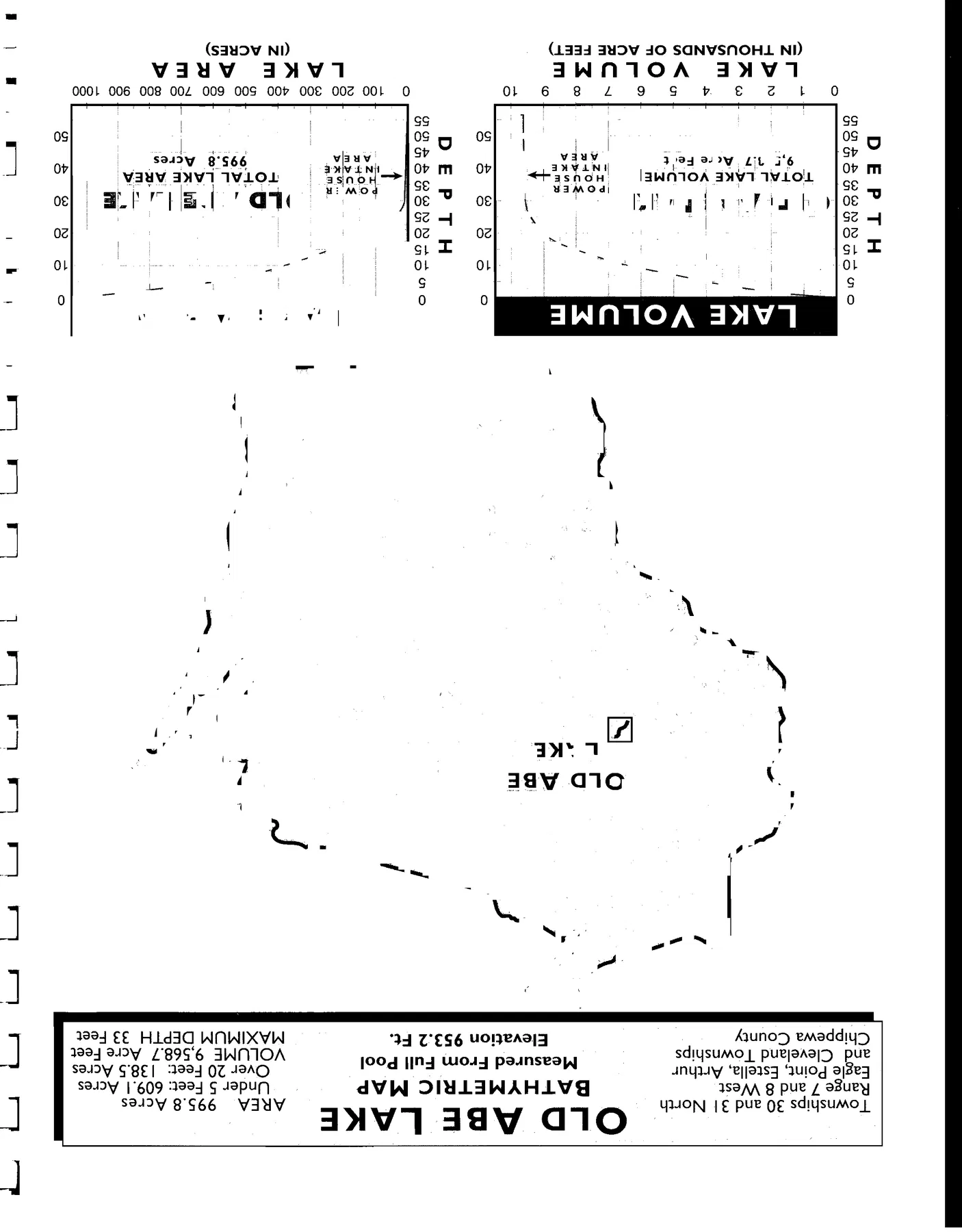 Old Abe Lake historical Wisconsin DNR depth map sheet 8