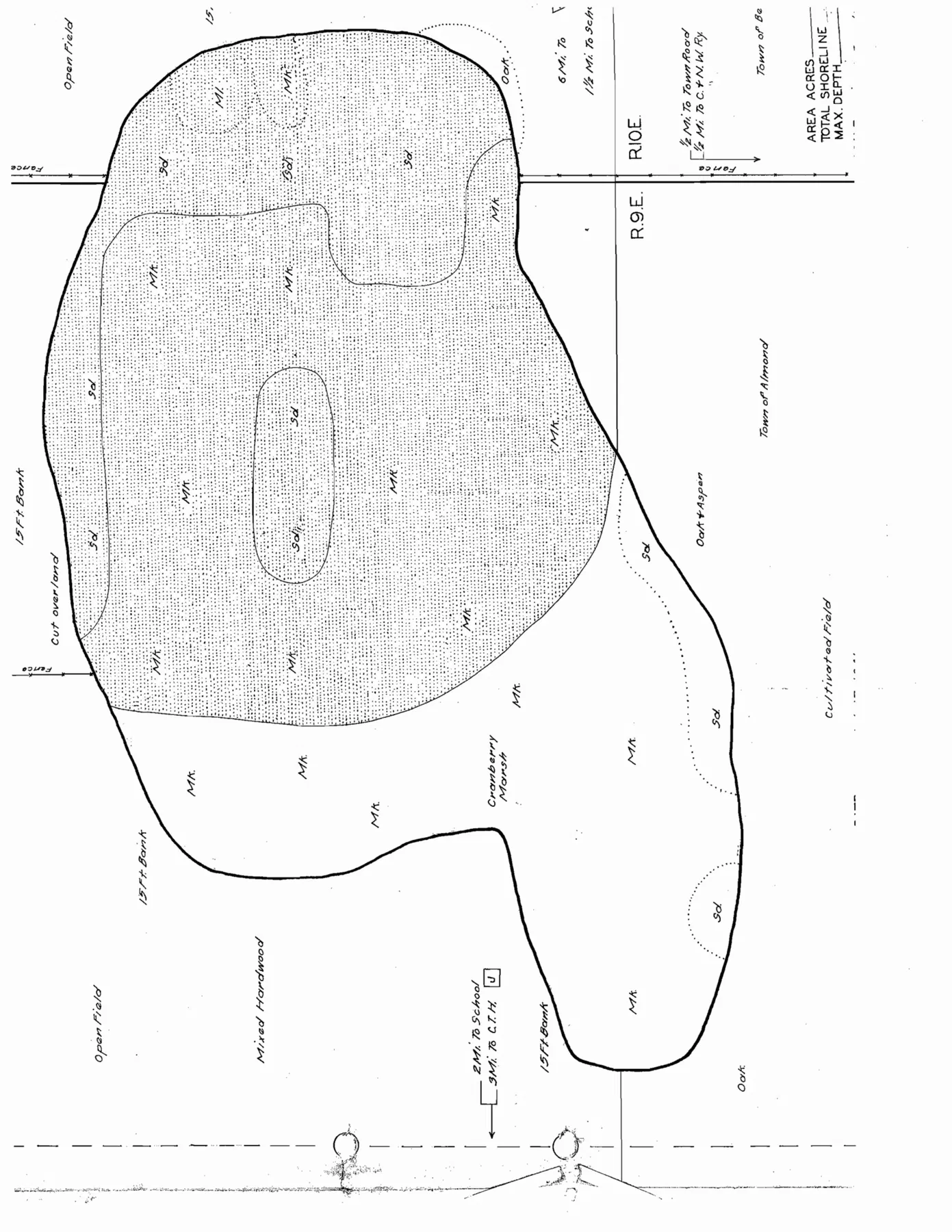 East Lake historical Wisconsin DNR depth map sheet 3
