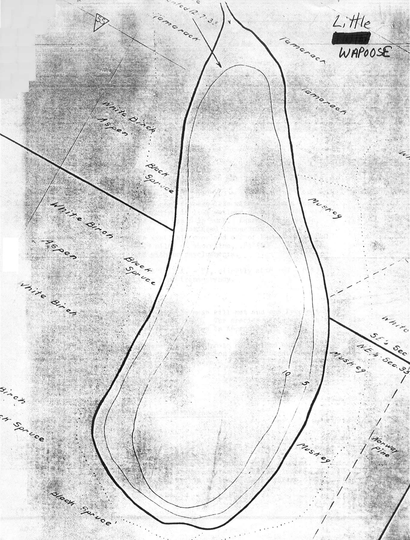 Little Wapoose Lake historical Wisconsin DNR depth map sheet 1