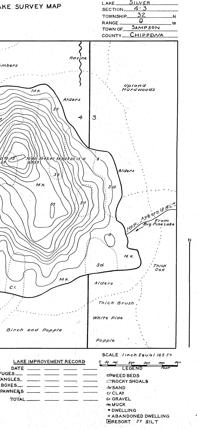 Silver Lake historical Wisconsin DNR depth map sheet 1
