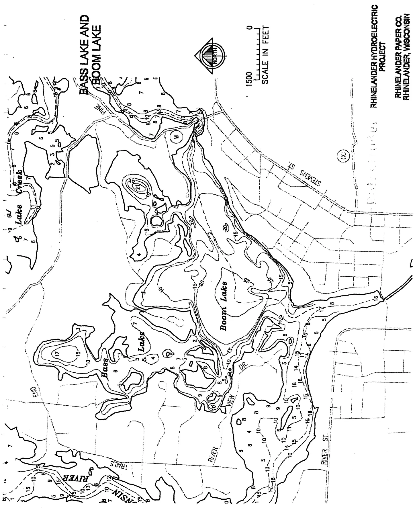 Boom Lake historical Wisconsin DNR depth map sheet 1