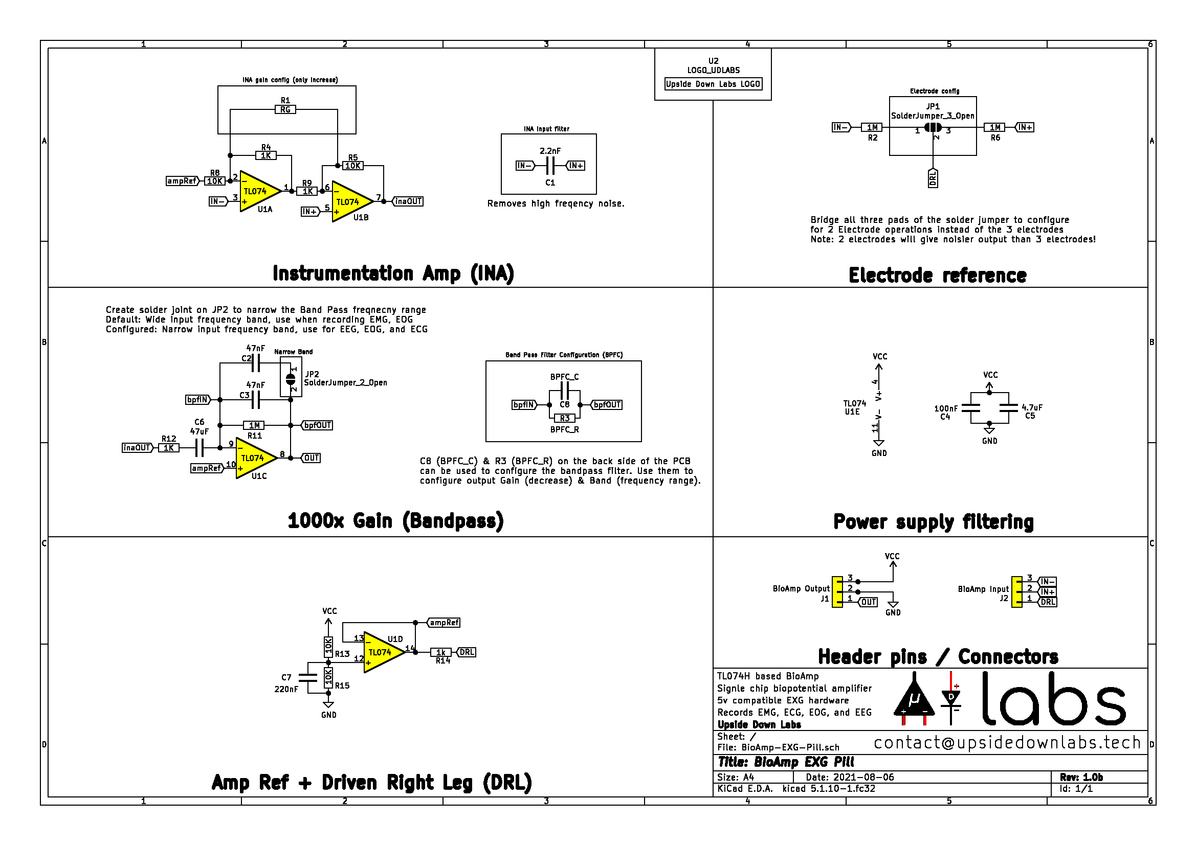 Upside Down Labs BioAmp EXG Pill schematic