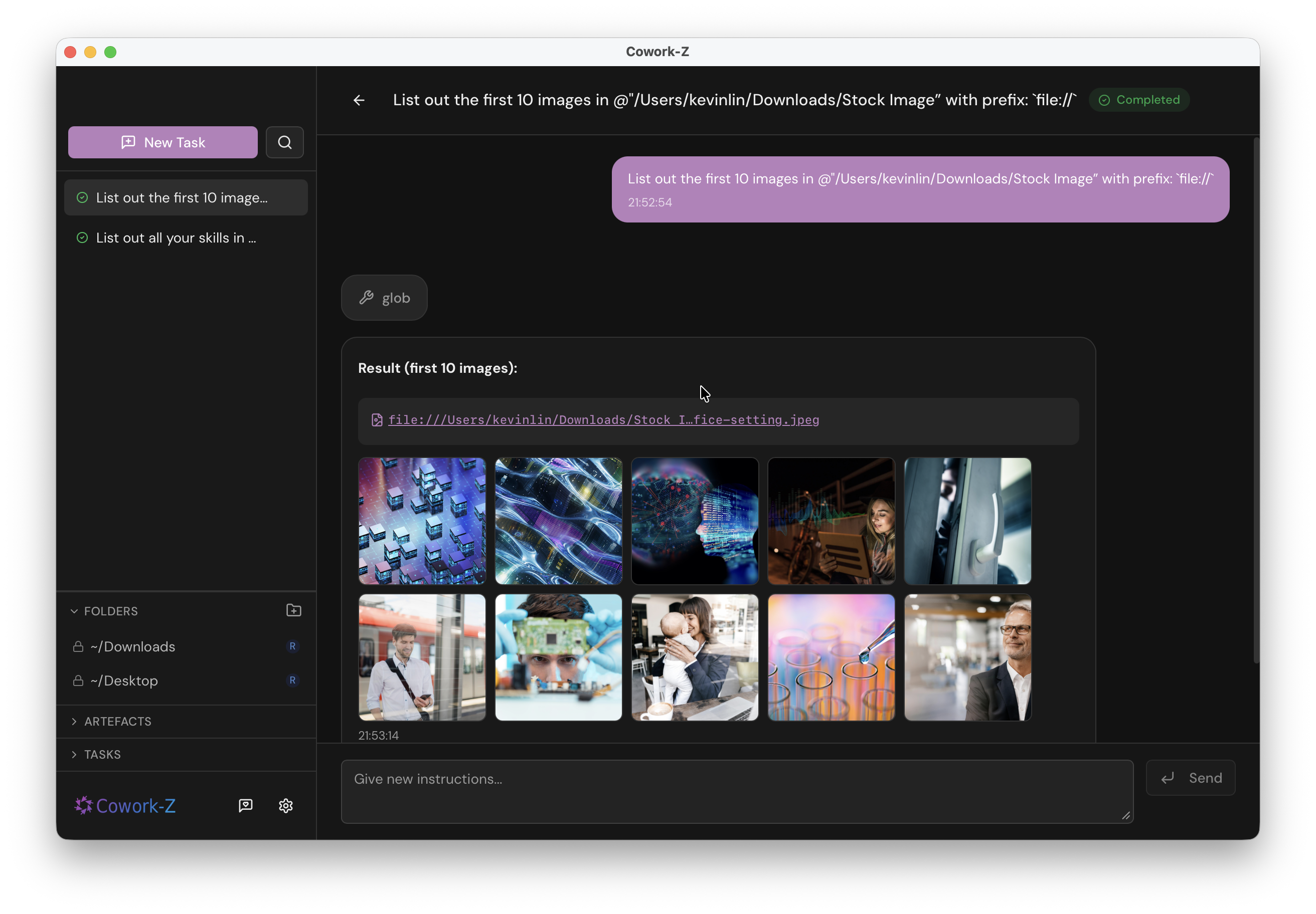 Cowork-Z — Dark mode theme