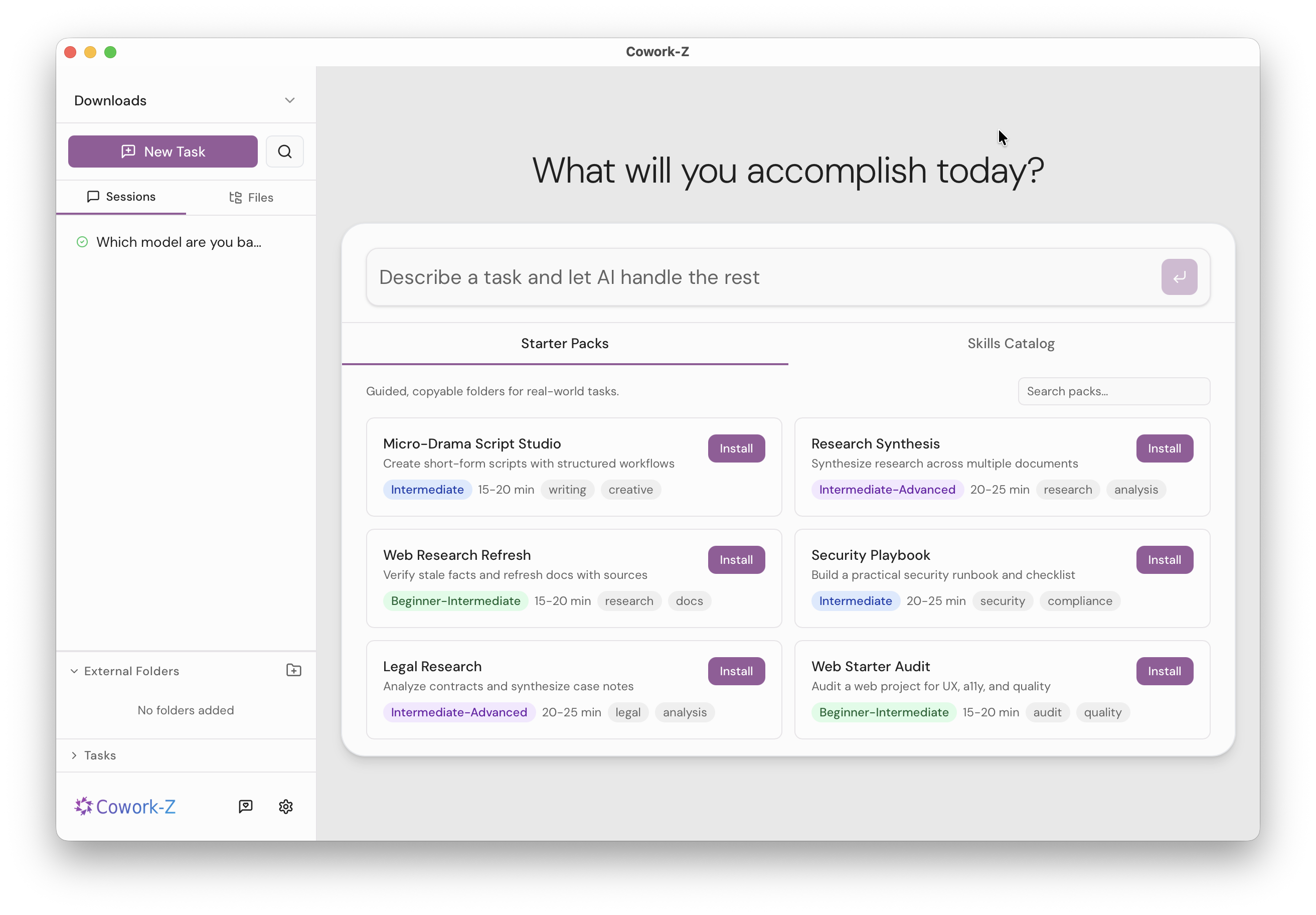 Cowork-Z — Starter Packs