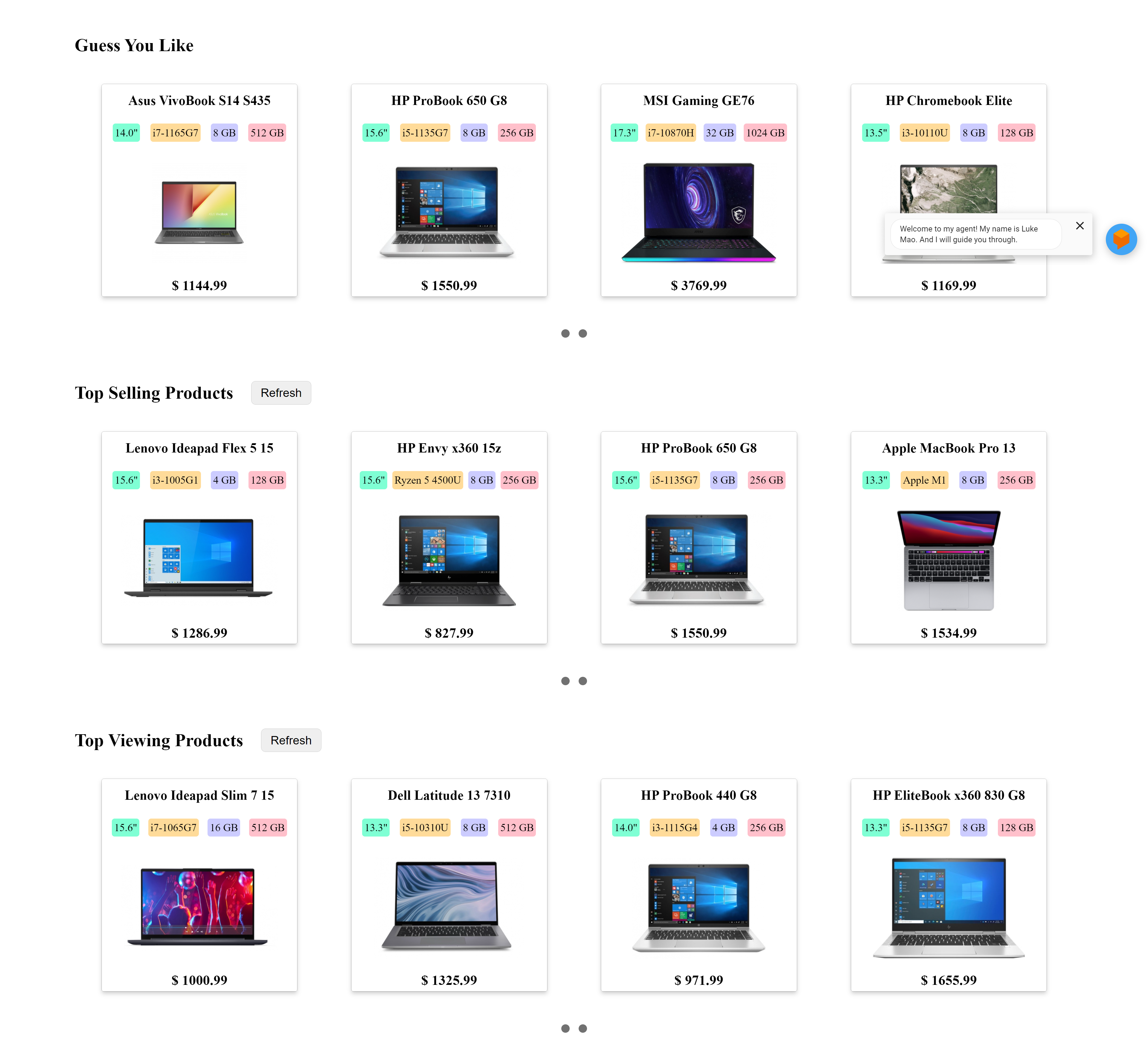 view history & recommenders