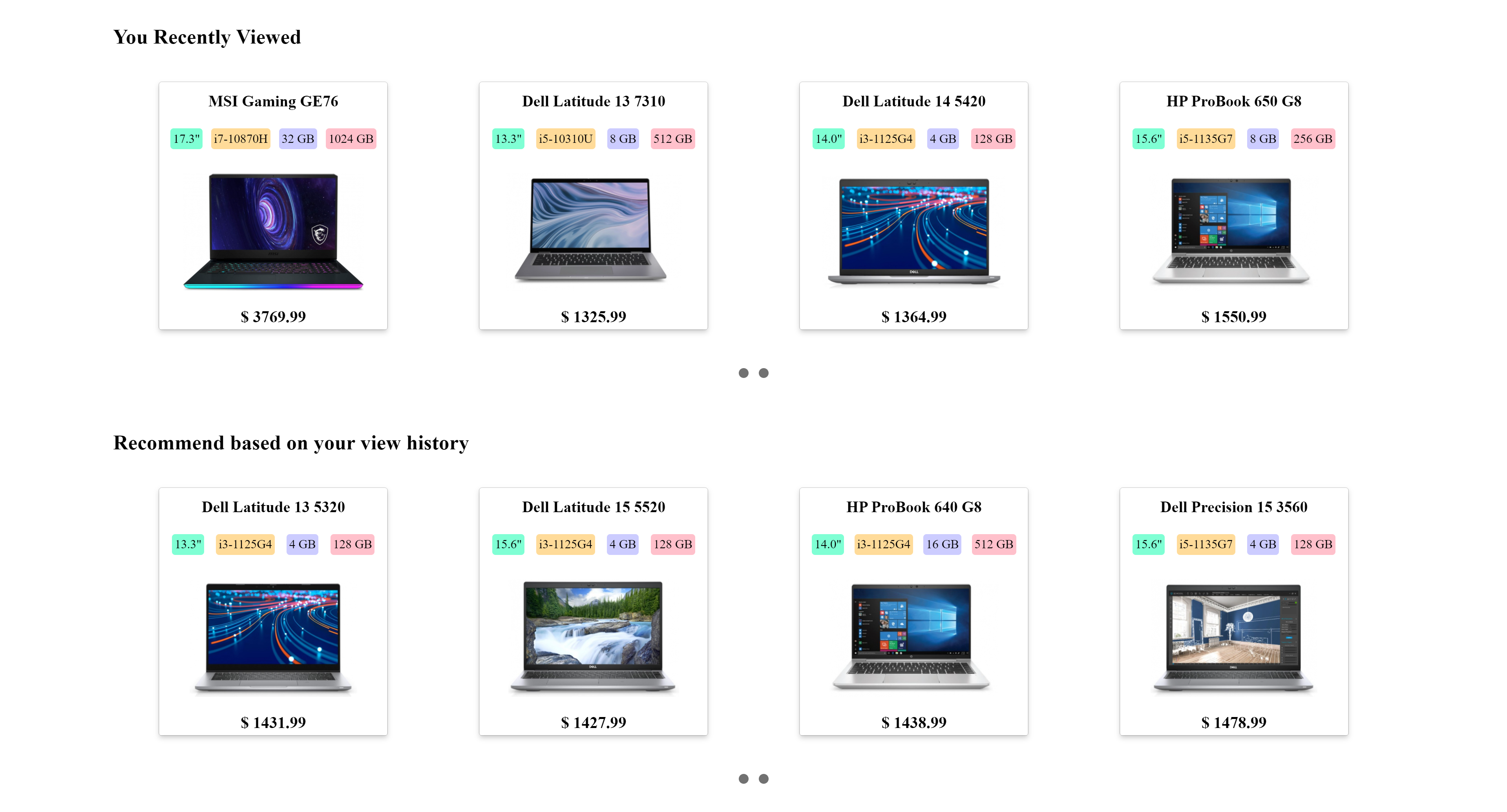 view history & recommenders