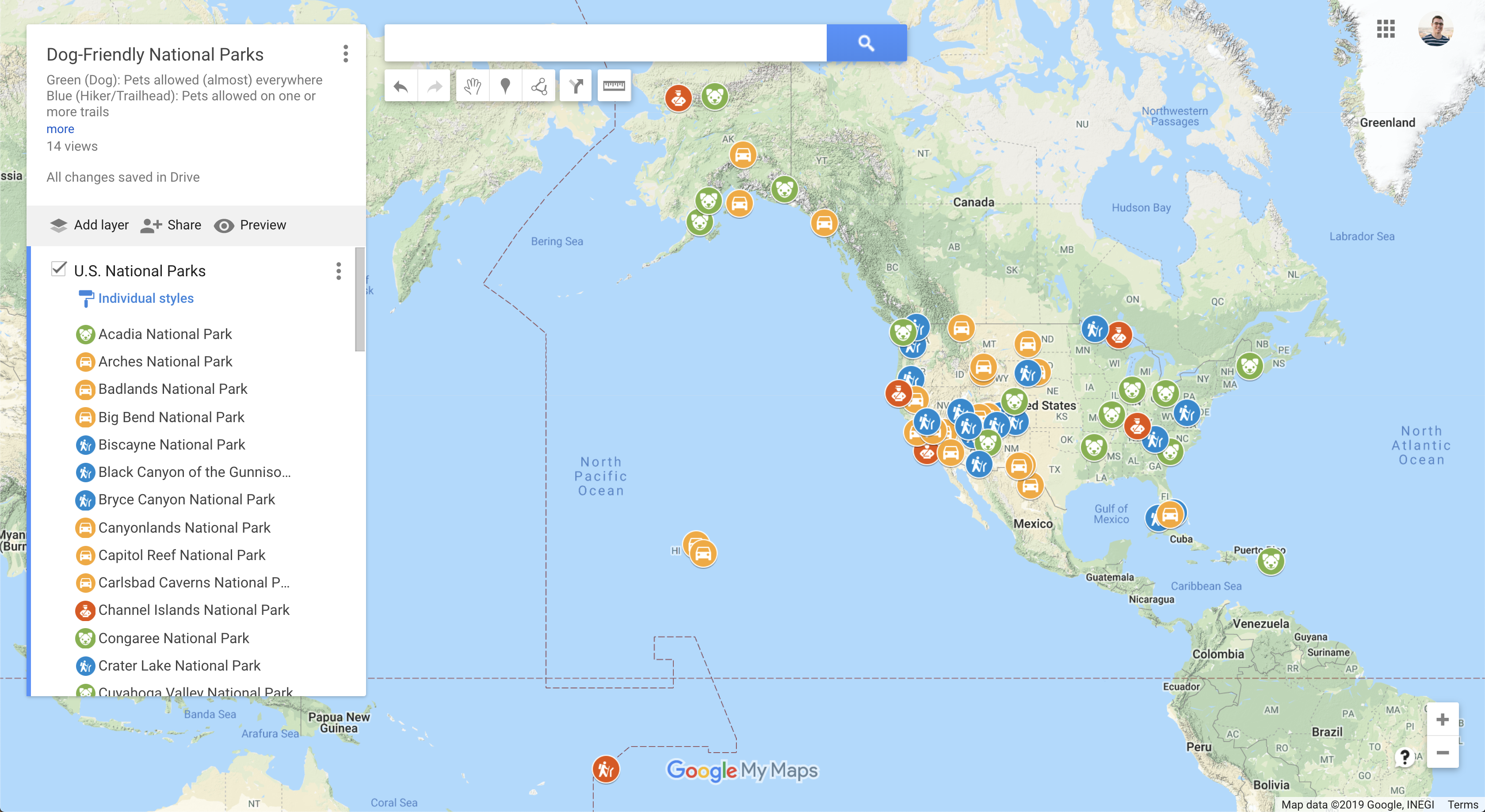Dog-Friendly National Parks Map