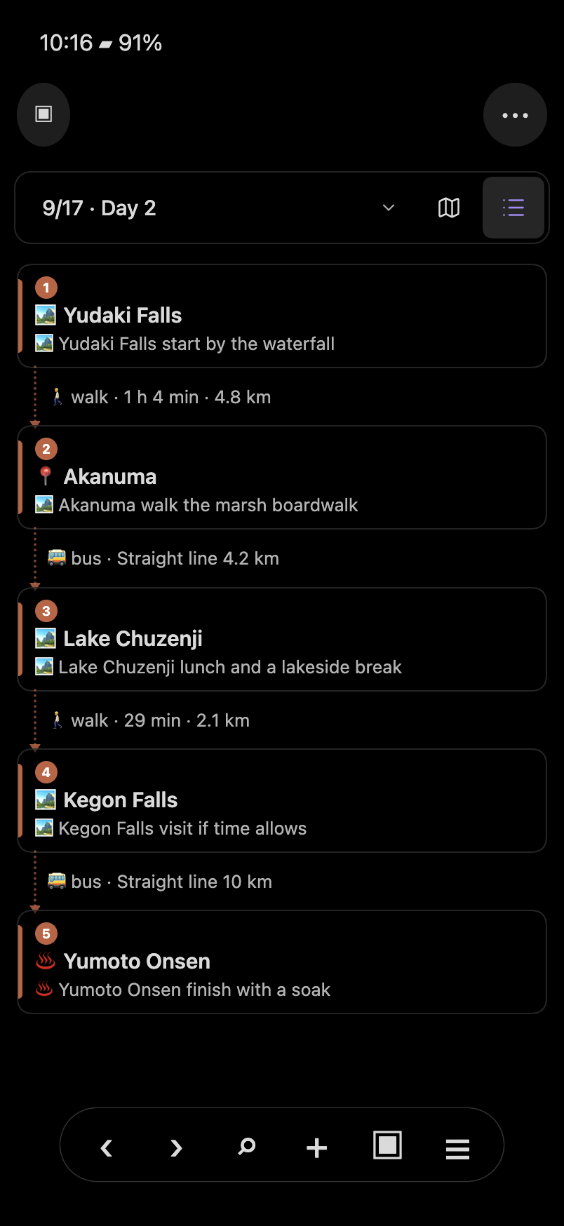 A dedicated stop list without progress controls