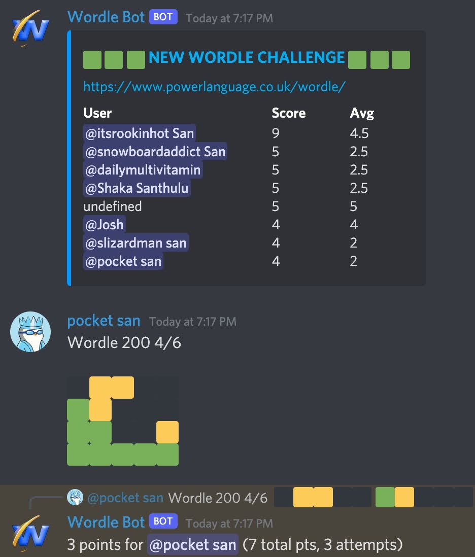 Discord Wordle Bot Screenshot