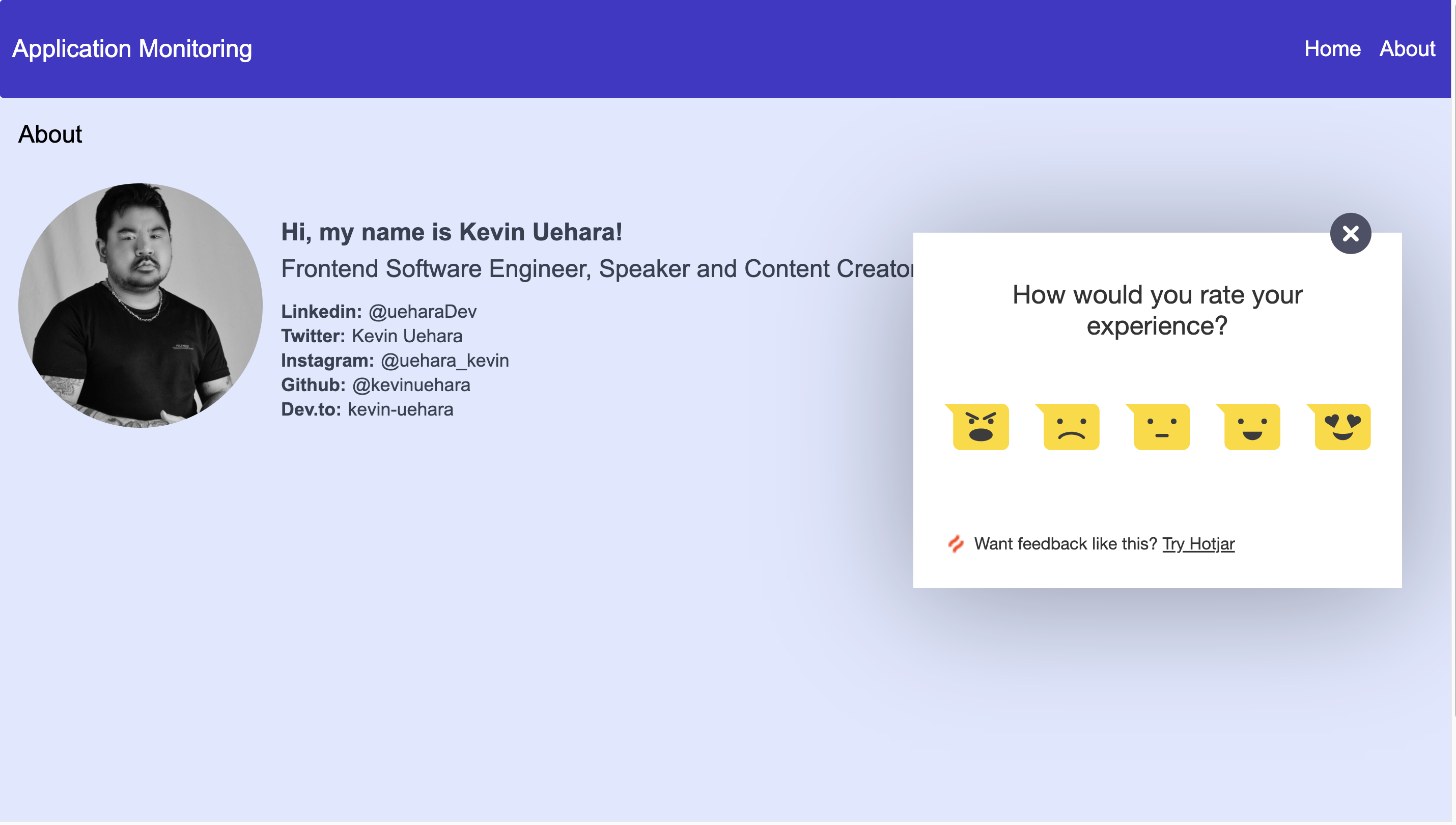 Project About Interface With Hotjar Feedback