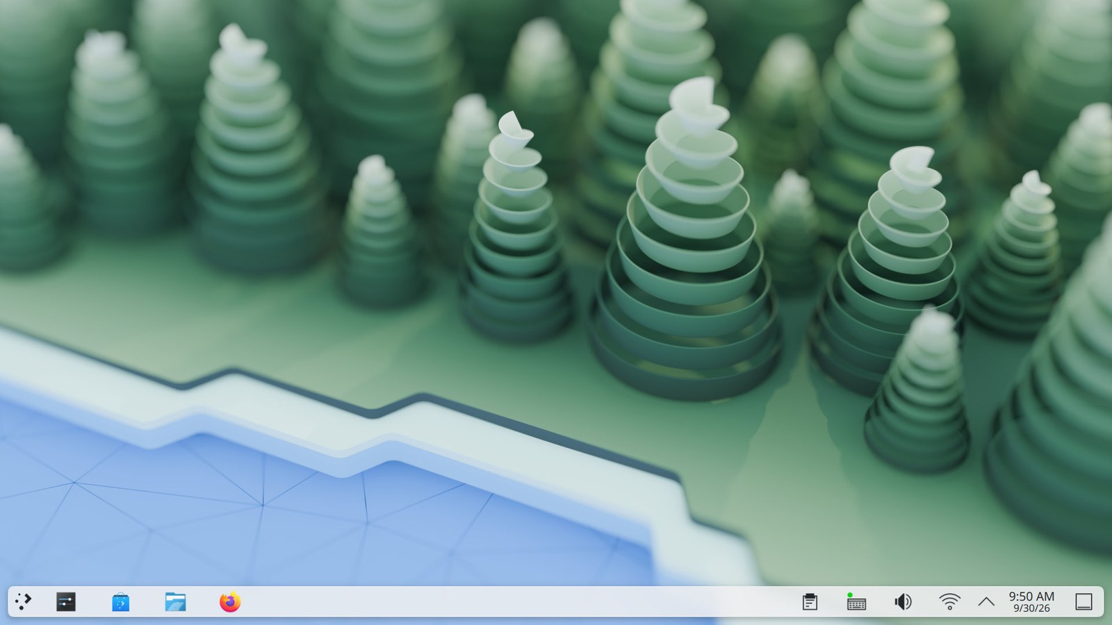 The full Plasma desktop with its taskbar, as shown in desktop mode or on a TV