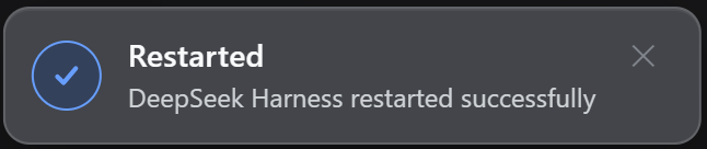 Restart completed toast
