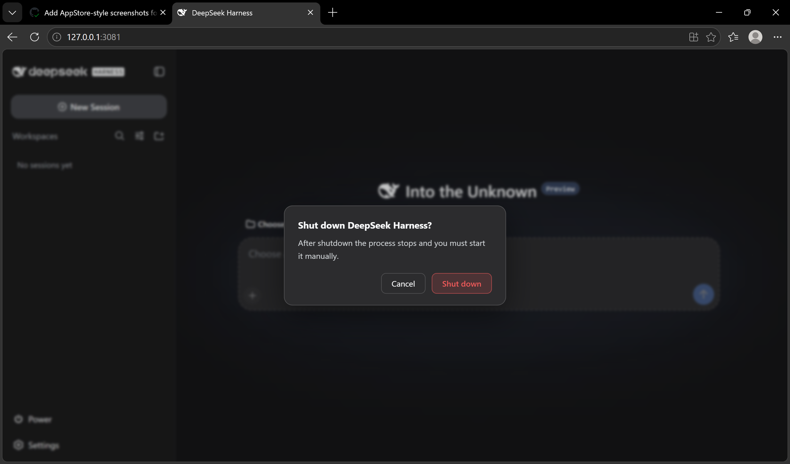 Shutdown confirm dialog